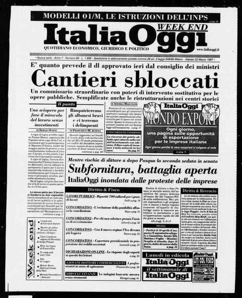 Italia oggi : quotidiano di economia finanza e politica